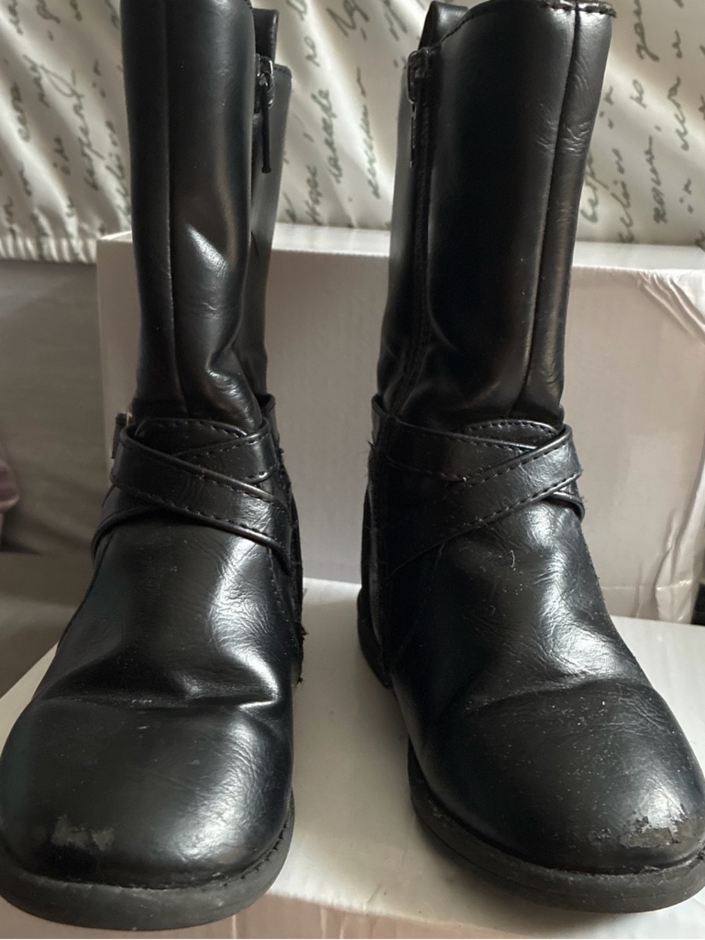 The Children's Place Black Kids Zip-Up Mid-Calf Boots toddler size 6